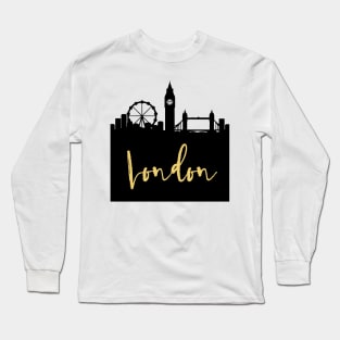 LONDON ENGLAND DESIGNER SILHOUETTE SKYLINE ART Long Sleeve T-Shirt